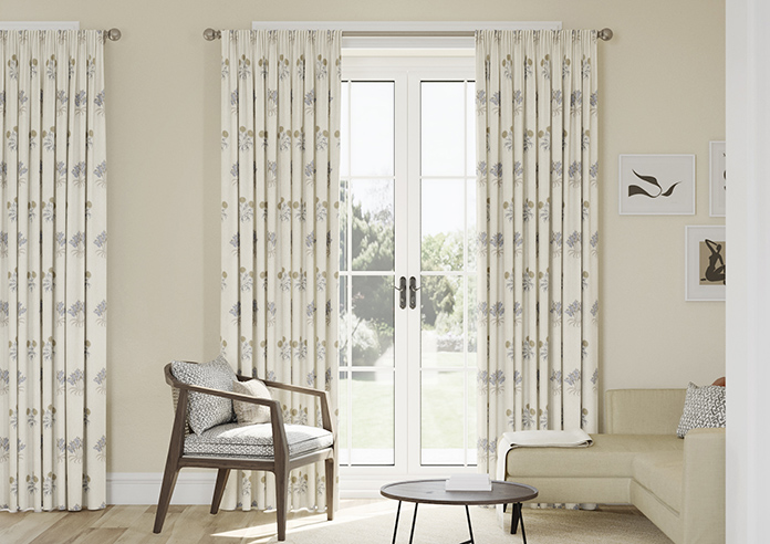 William Morris At Home Lily Flower Embroidery, Woad - Made to Measure Curtains - Image 3